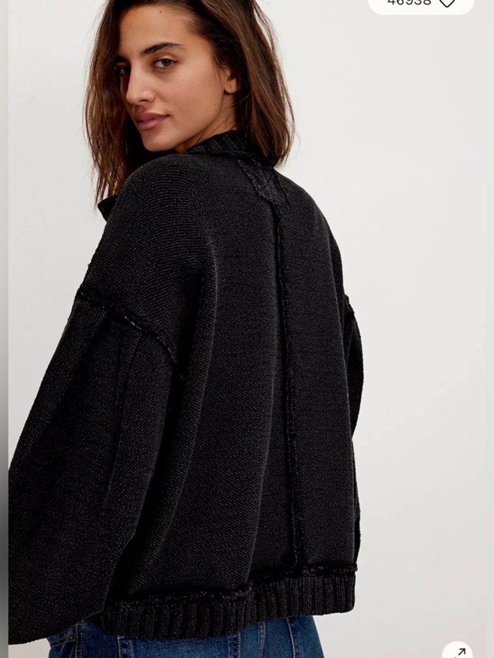 Free People We The Free Cute In This Cardi. NWT. Black - Picture 5 of 7